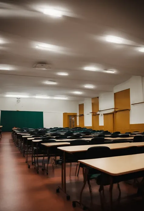 na sala de aula，Classes are ongoing. Nome da Professora e Leide, ela tem olhos grandes expressivos. pele negra. Cabelo negro