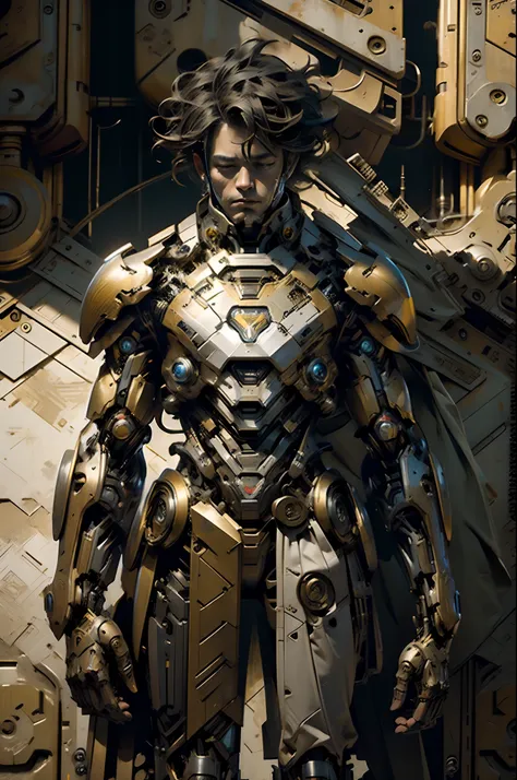 Masterpiece, ironman wearing futuristic steampunk robotic suit, hyper realistic, hyper detailed mechanical