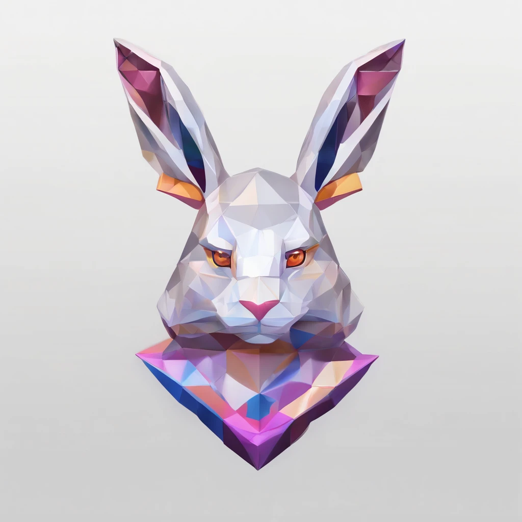 Perfect alignment，Rabbit with tiger face on its back、Crystal style, 发光, Standing position, Abstract beauty, Centered, Looking at the camera, Facing the camera, flawless、Dynamic、 Highly detailed, sleeoing, 8K High Resolution, Illustration,, White background...