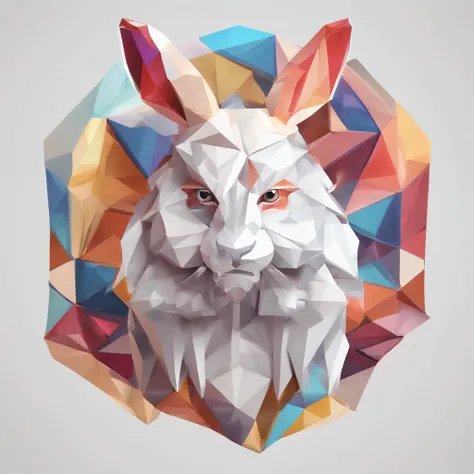 Perfect alignment，Rabbit with tiger face on its back、Crystal style, 发光, Standing position, Abstract beauty, Centered, Looking at the camera, Facing the camera, flawless、Dynamic、 Highly detailed, sleeoing, 8K High Resolution, Illustration,, White background...