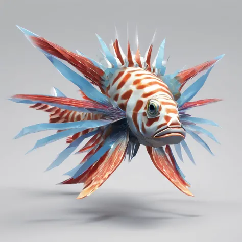 Perfect alignment，Deep-sea fish-like sting々Lionfish、Crystal style, 发光, Standing position, Abstract beauty, Centered, Looking at the camera, Facing the camera, flawless、Dynamic、 Highly detailed, sleeoing, 8K High Resolution, Illustration,, White background、...