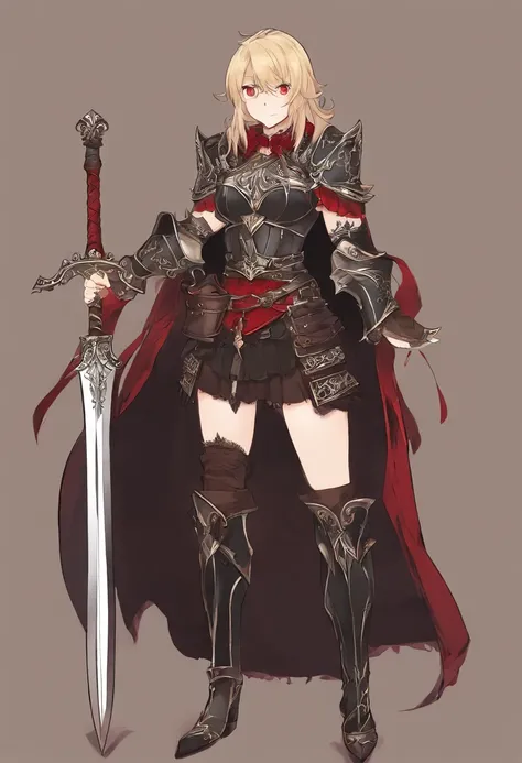 Faraway view，tmasterpiece，rich details​，1girll, solo person，Blonde hair，long whitr hair，Red eyes，Royal sister face，mature，Adult females are plump，huge tit，Black armor，Heavy armor，Covered with pure black steel armor，The whole body shows only the face，shelme...