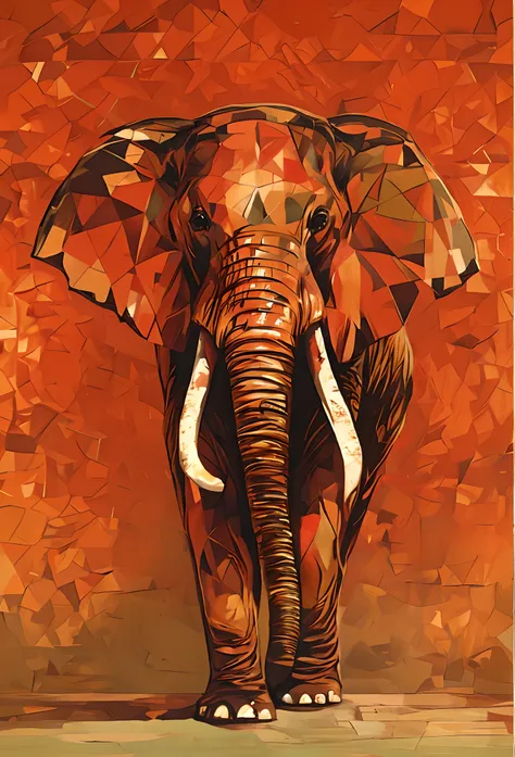 original color elephant standing in front of a white background, arte original do elefante, pintura bonita de um alto, elefante,...