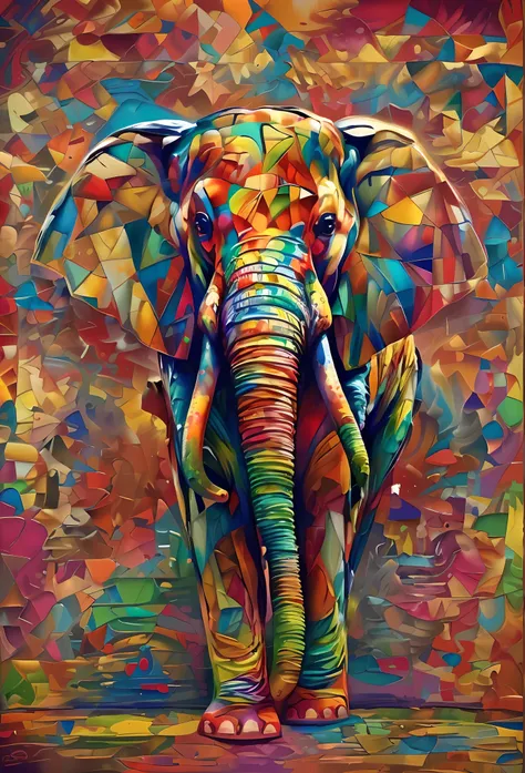 (elefante ,Eduardo Kobra,Romero Brito,The Twins standing in front of a white background, Arte ORIGINAL do elefante, pintura bonita de um alto, elefante, Arte de Alessandro Pautasso, meio elefante, ALGUMAS cores e detalhes ricos, elefante na sala, Directed ...