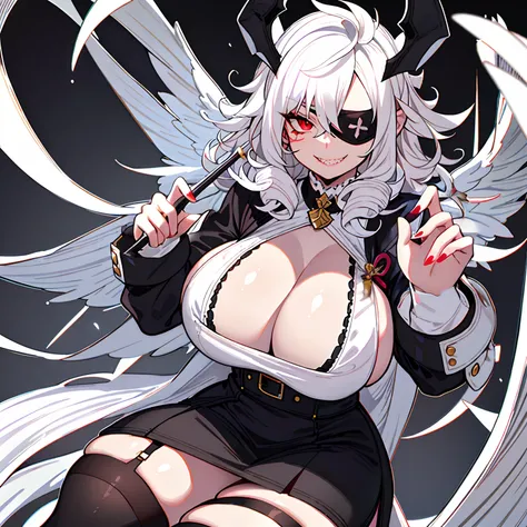 anime - style image of a woman with white hair and black clothes, best anime 4k konachan wallpaper, white haired deity, azur lane style, top rated on pixiv, kantai collection style, demon anime girl, zerochan art, from the azur lane videogame, seductive an...