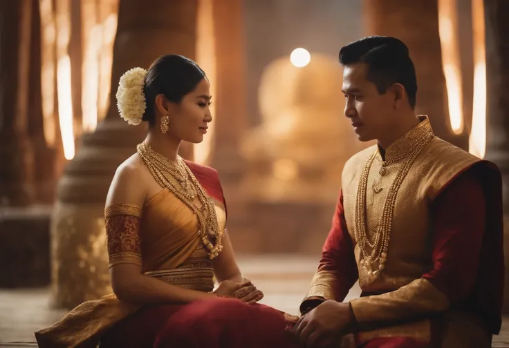 Husband and wife do not wear jewelry., Ancient Thai, Thai costume, traditional clothes, Ayutthaya dress