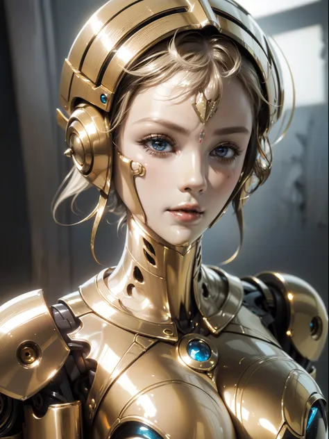 8k，masterpiece:1.0，absurdres，high quality,extremely detailed，(1 robot warrior)(female)，(delicate face:2.0)，(clear and delicate f...