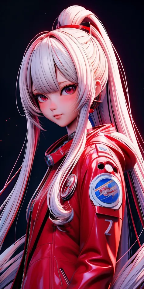 anime - style image of a woman with long white hair and a red jacket, photorealistic anime girl render, smooth anime cg art, anime styled 3d, anime style 4 k, azur lane style, render of a cute 3d anime girl, detailed digital anime art, anime art wallpaper ...