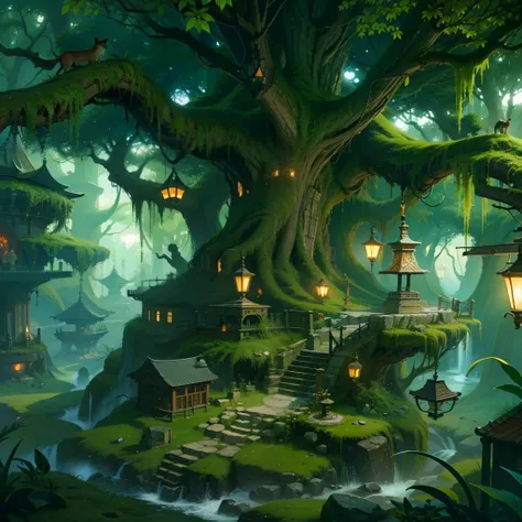 Forest fantasy style，Strange world scenes