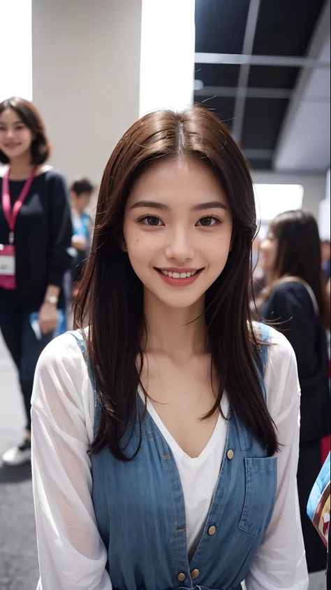 smiling woman with a smile on her face at a convention, valentina remenar, cindy avelino, basia tran, she is smiling, jossi of blackpink, portrait sophie mudd, jia, very slightly smiling, very pretty face, slight cute smile, daverapoza, nice face, kiko miz...