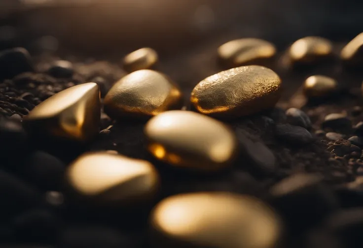 A small pile of gold stones on the hillside.