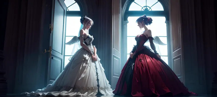 2 demonenangel in beautiful dresses