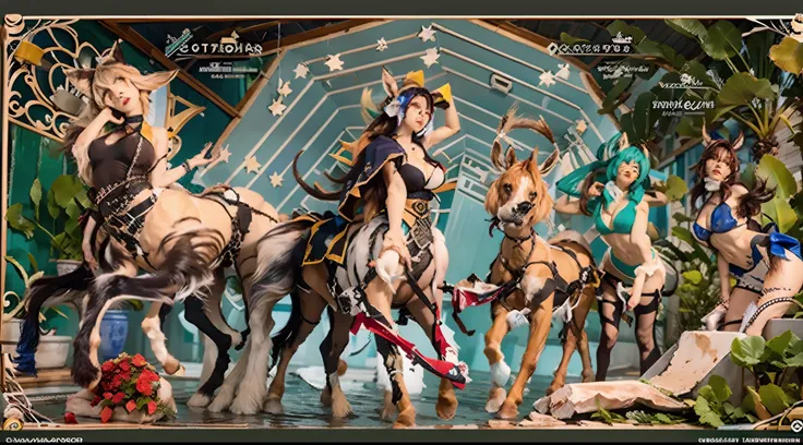 In the beautiful illustration of this super-grand scene，The ultra-distant lens shows us（Over eight separate and distinctive centaur characters：9.9），They all have their own characteristics，Vivid and interesting。Radiant from the heavens（Angelic centaurs：6.6）...