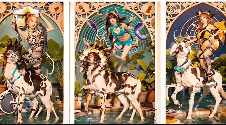 In the beautiful illustration of this super-grand scene，The ultra-distant lens shows us（Over eight separate and distinctive centaur characters：9.9），They all have their own characteristics，Vivid and interesting。Radiant from the heavens（Angelic centaurs：6.6）...