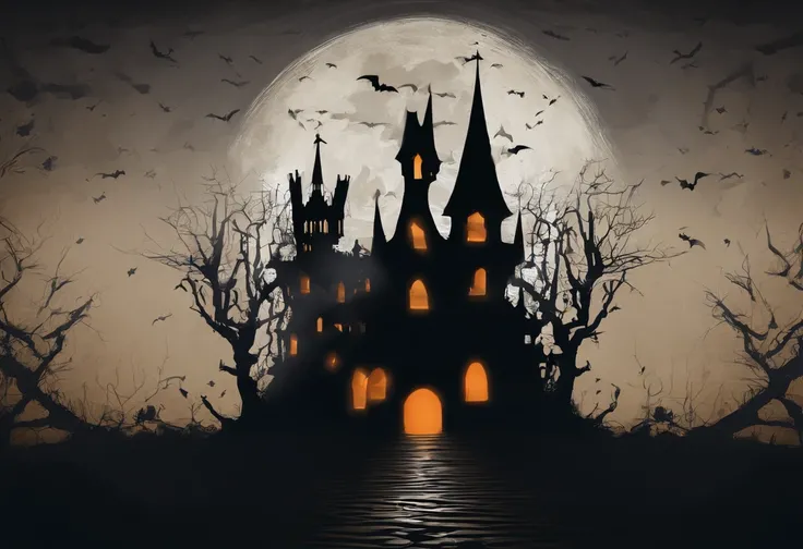 Happy Halloween background with pumpkin and castle, halloween celebration, Halloween, halloween wallpaper with ghosts, halloween theme, halloween atmosphere, spooky halloween fun, halloween night, in a halloween style, terroral》, horror”, creepy themed, ha...