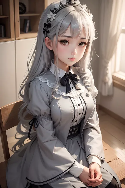 gray-haired girl，quadratic element，Royal sister style，gentleness，Yamato Fuko