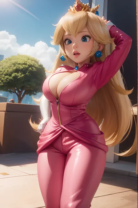 PrincessPeach,Jumpsuit ,busty, big breast, yoga pants,