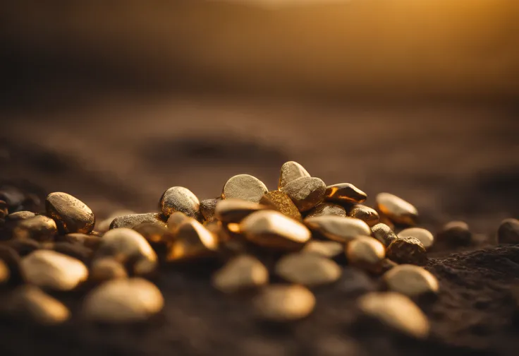 A small pile of gold stones on the hillside.