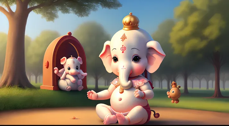 Cute baby,Lord Ganesha and his baby freind playing in park