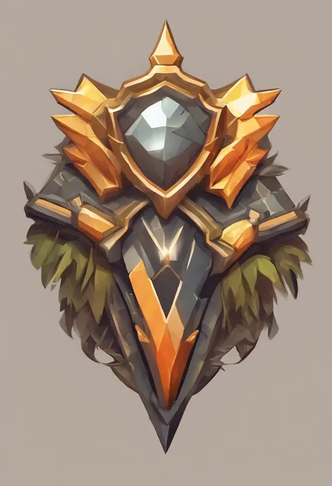 Game medallion with metal faucet closeup with crown,, hearthstone art style, Hearthstone style art, hearthstone concept art, Riot game concept art, style of league of legends, iconic character splash art, League of Legends crown，Game badge，Surrounding meta...