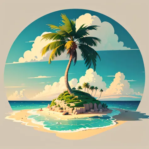 a palm tree , island landscape, vector-art --auto