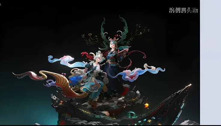 There is a statue of a dragon，There is a faucet on it, queen of the sea mu yanling, intricate ornate anime cgi style, Onmyoji detailed art, Zeenchi, chinese dragon concept art, Chinese fantasy, Inspired by Hu Zaobin, An intricate and colorful masterpiece, ...