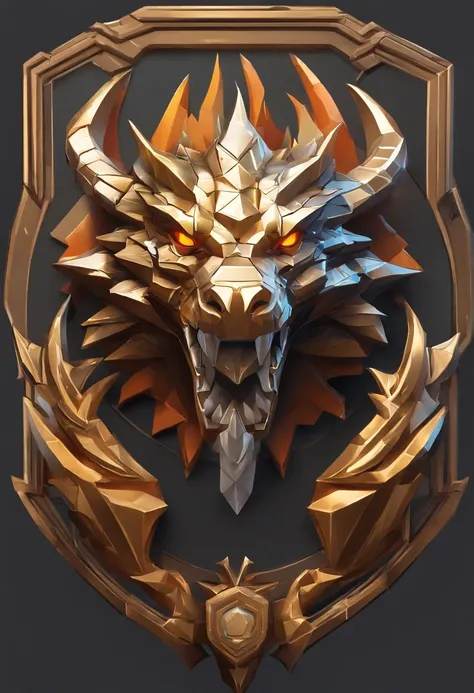 Game medallion with metal faucet closeup with crown，Close-up of dragon head，hearthstone art style, Hearthstone style art, hearthstone concept art, Riot game concept art, style of league of legends, iconic character splash art, League of Legends crown，Game ...