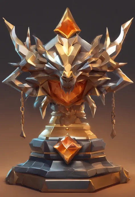 Game medallion with metal faucet closeup with crown，Close-up of dragon head，hearthstone art style, Hearthstone style art, hearthstone concept art, Riot game concept art, style of league of legends, iconic character splash art, League of Legends crown，Game ...