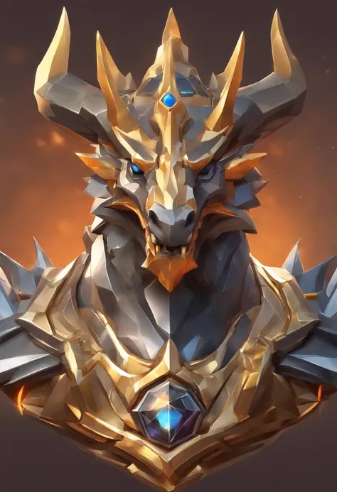 Game medallion with metal faucet closeup with crown，Close-up of dragon head，hearthstone art style, Hearthstone style art, hearthstone concept art, Riot game concept art, style of league of legends, iconic character splash art, League of Legends crown，Game ...