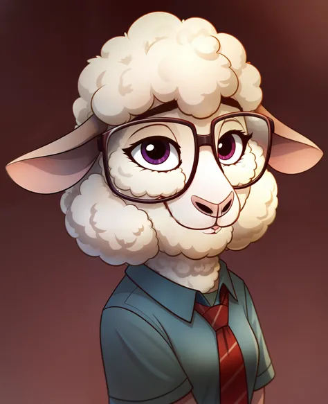 safe content, by vivzmind, mammal, bovid, caprine, domestic sheep, sheep, 2016, hi res, anthro, female, fur, solo, clothed, eyewear, glasses, disney, zootopia, wool, dawn bellwether