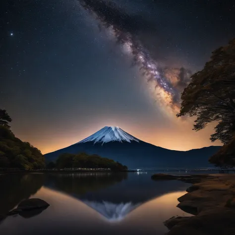 Master Parts、Superior Quality、superior image quality、The 8k quality、、Beautiful pictures of the starry sky、magnifica、Arched Milky Way、You can see Mt. Fuji