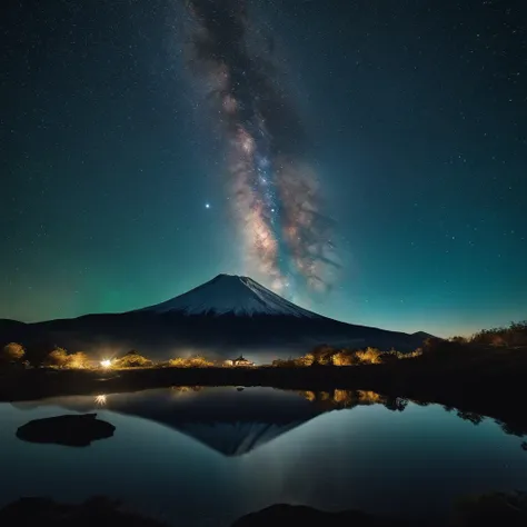 Master Parts、Superior Quality、superior image quality、The 8k quality、Beautiful pictures of the starry sky、magnifica、Arched Milky Way、I can see the mountains. Fuji