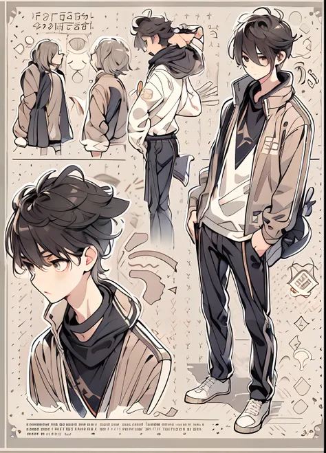 boy student，light-colored clothes，short detailed hair，black color hair，the shirt，full bodyesbian，third perspective，ren，adolable