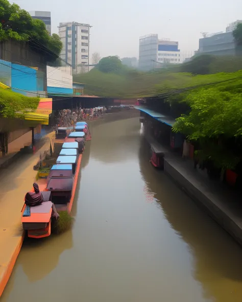 A river beside the Bashundhora city shopping complex In dhaka