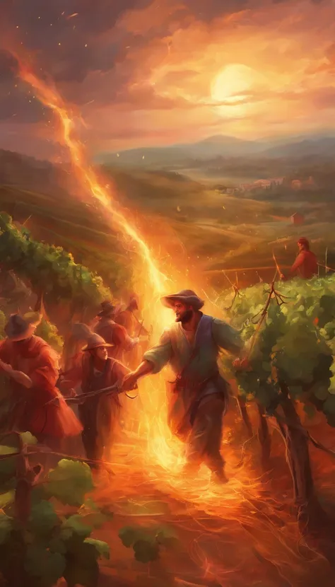 vineyard workers being killed by a rain of fire