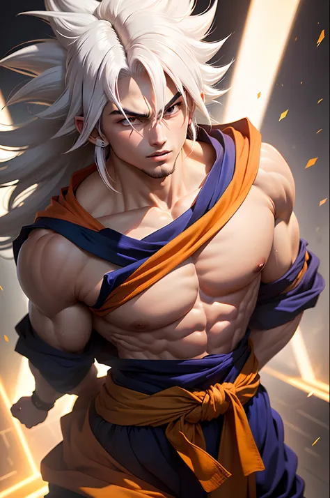 Half black half white hair goku