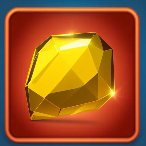 Close up of yellow plastic object on red background, 3 d icon for mobile game, yellow crystal gem, lie on a golden stone, game icon stylized, game icon asset, keygen, Game icon, scutoid, Gold elements, treasure artifact, crystal, golden pommel, gemstones a...