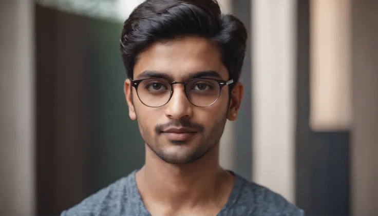 Indian man,20 years of age, spectacles, looking at the camera,cute,smart, realistic,8k,hyper realistic