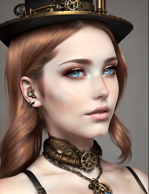 beautiful soft skin with freckles steampunk