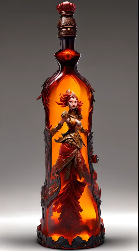 Dota 2 Lina brand brandy, exquisite bottle, single bottle, fire, lina holding a bottle