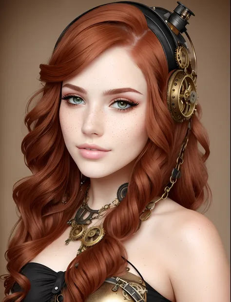 beautiful soft skin with freckles steampunk