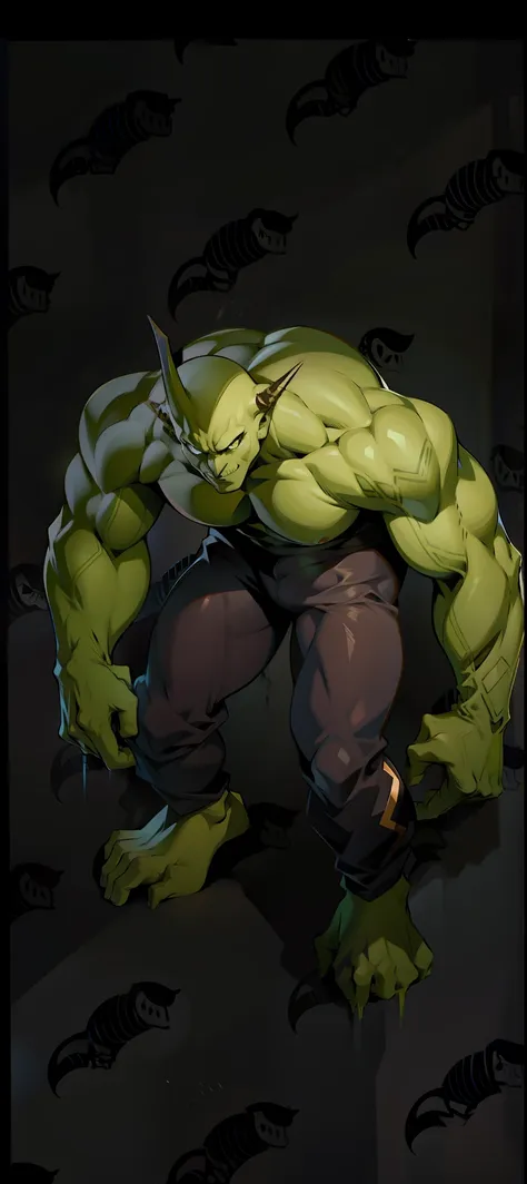 gere uma imagem de arte no estilo anime de um monstro com o corpo cinza