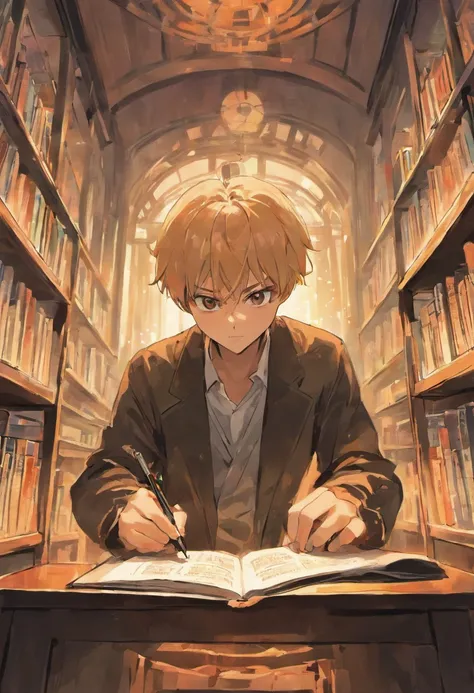 Man studying in the library