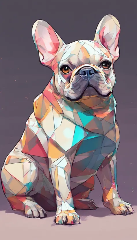 (French Bulldog ),(Best posture),(best angle), (Better representation), Eduardo Cobra Acoljo Amento ,Multidimensional geometric wall portrait, Artistically, tchibi,yang08k, big breasts beautiful, Coloring,