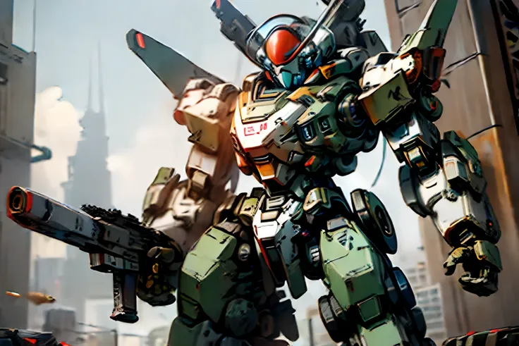 ((mecha space, amored core 6)), mecha estilo jogo titanfall, gunda pavio