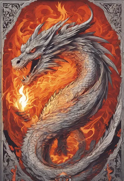 Best Quality, Top image quality, Top resolution, Intricate details, Craftsmanship, (Papercut:1.3), The work of a magician with fire magic, Ring of Fire, Dragon engulfed in flames, Cutting framed paper, Museum, Protruding from the flame of the flame, Actual...