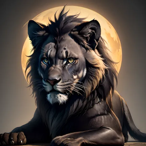 Realistic black lion