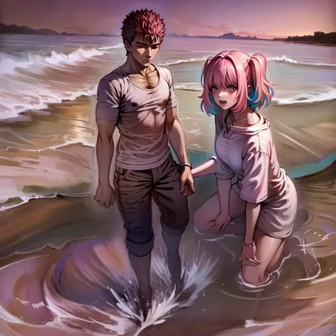 riamu yumemi,guts,couple,husband and wife,riamu motherly,mother and son, family children, playng in beach