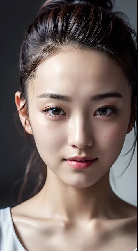 8k, best quality, masterpiece, realistic, ultra detail,  photography, HDR, ROW photo, highres, absurdres, cinematic light, official art, depth of field,
close-up, slender, cute face, smile, beautiful details eyes, 19years old korean, pretty, Mohawk with si...