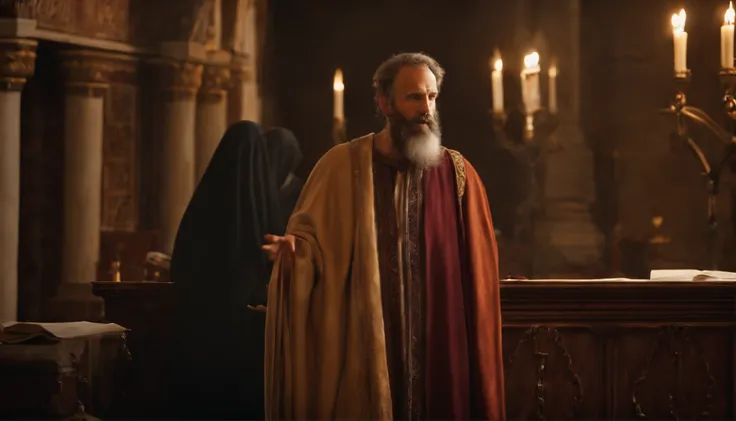 The Apostle Paul in the Synagogue, long clothes, Religion, Ultra realistic photo